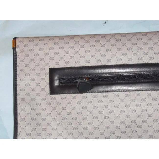 1970's -1980's Gucci Navy Blue Micro Guccissima Print Coated Canvas & Navy Leather Vintage XL Envelope Clutch