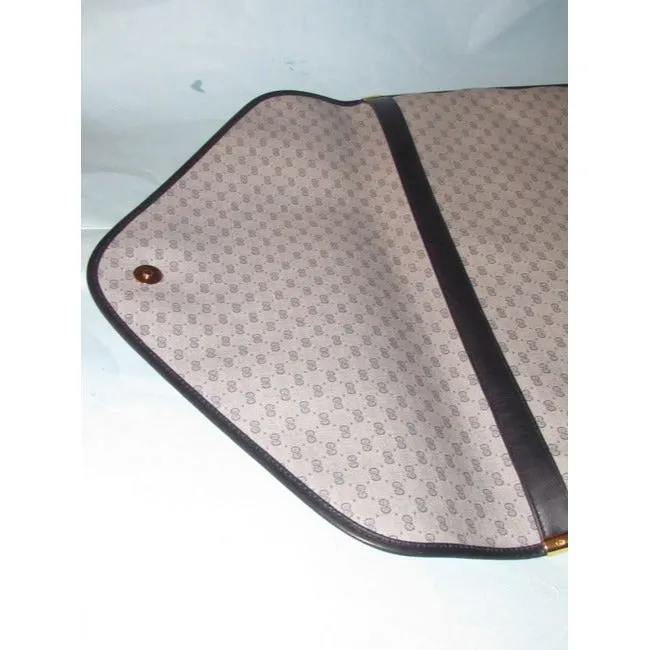 1970's -1980's Gucci Navy Blue Micro Guccissima Print Coated Canvas & Navy Leather Vintage XL Envelope Clutch
