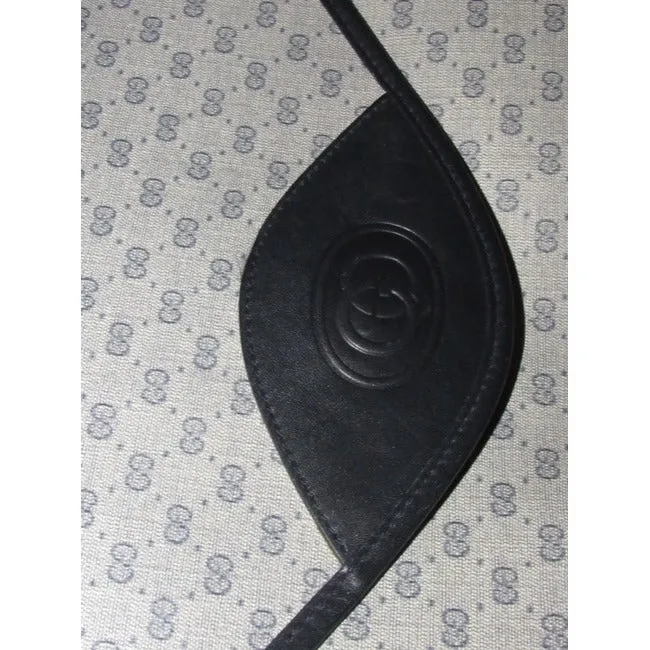 1970's -1980's Gucci Navy Blue Micro Guccissima Print Coated Canvas & Navy Leather Vintage XL Envelope Clutch