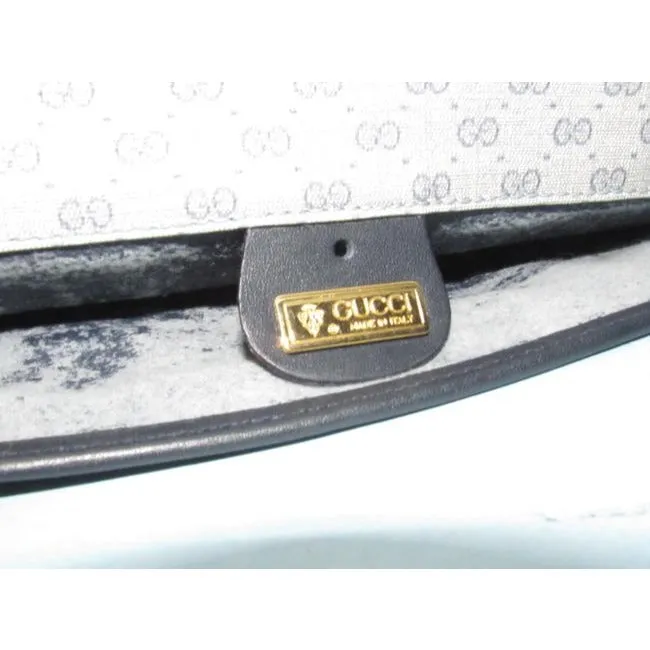 1970's -1980's Gucci Navy Blue Micro Guccissima Print Coated Canvas & Navy Leather Vintage XL Envelope Clutch