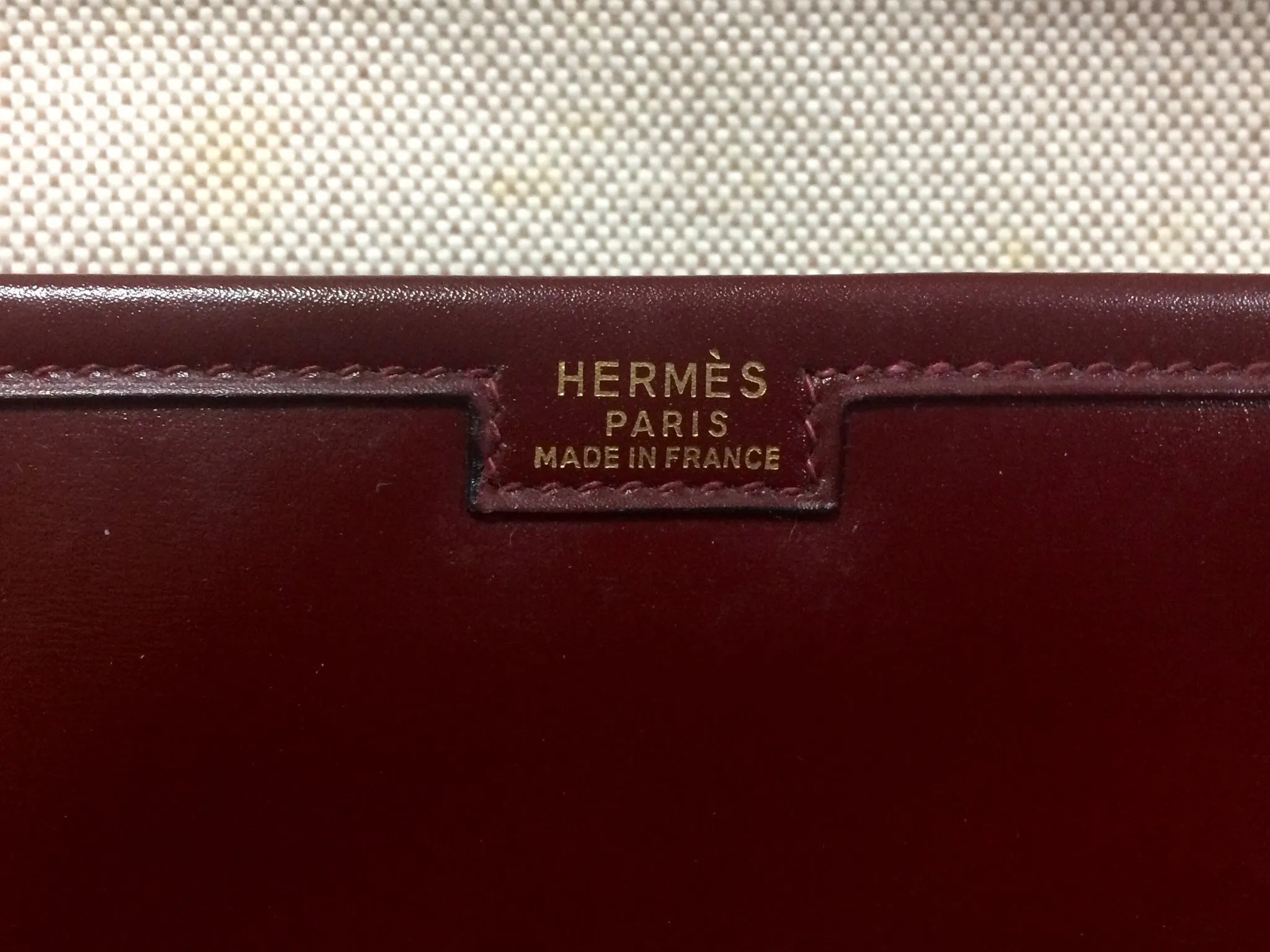 80's vintage HERMES jige, document case, dark wine, bordeaux boxcalf portfolio purse, iPad case. Classic and sophisticated style.