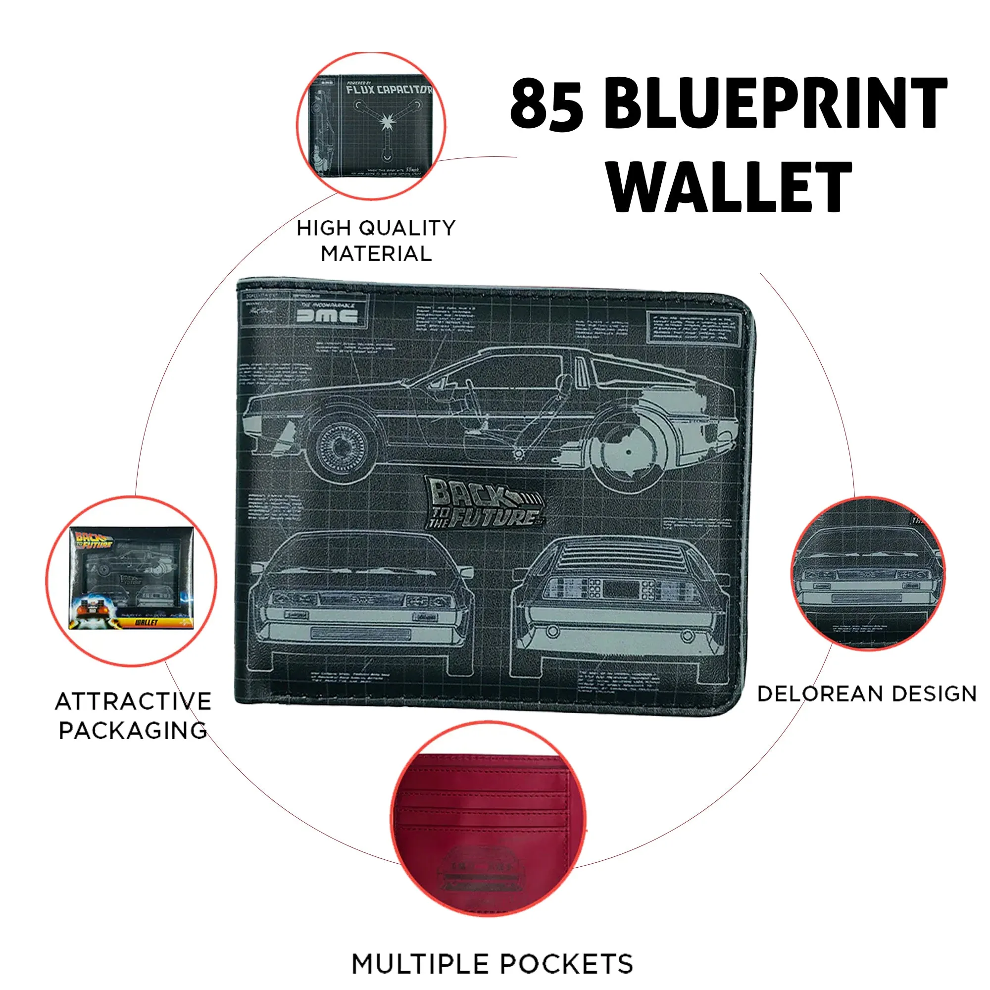 Back To The Future DeLorean 85 Blueprint Wallet