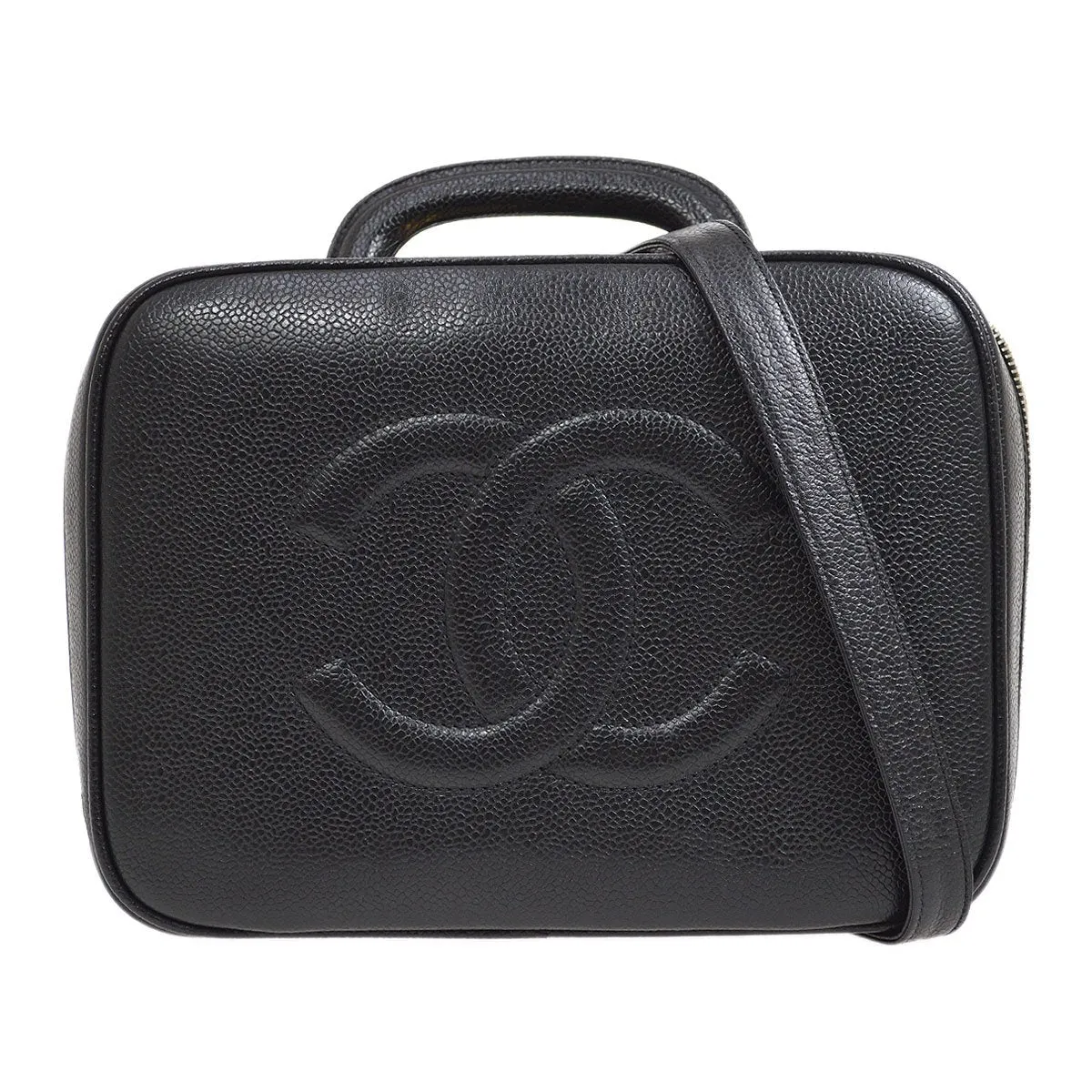 CHANEL 1996-1997 Lunch Box Vanity Medium Black Caviar AK38047k