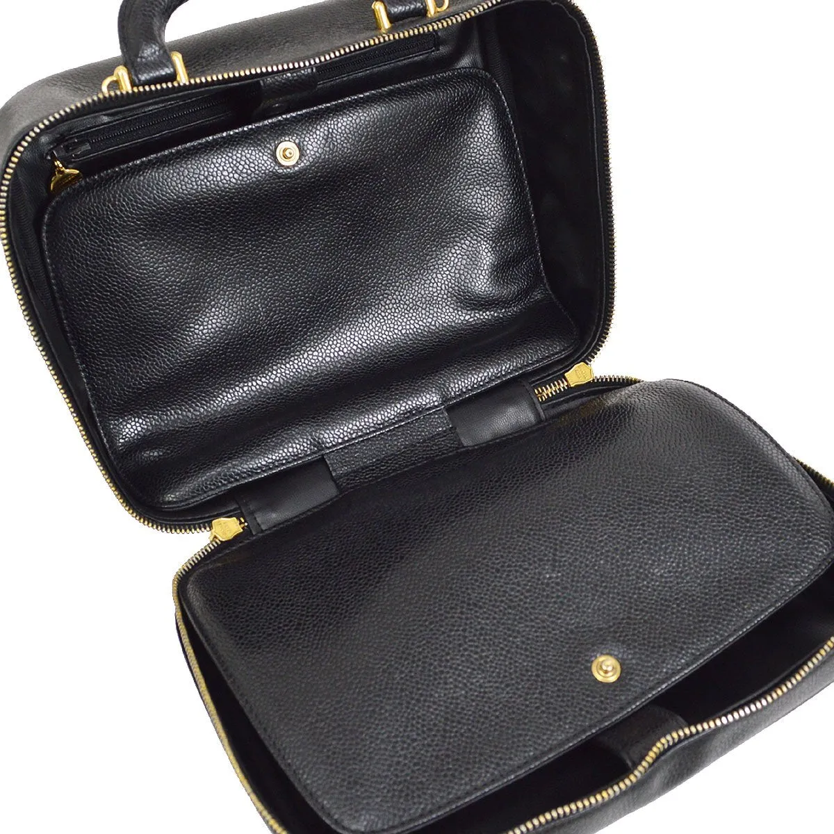 CHANEL 1996-1997 Lunch Box Vanity Medium Black Caviar AK38047k