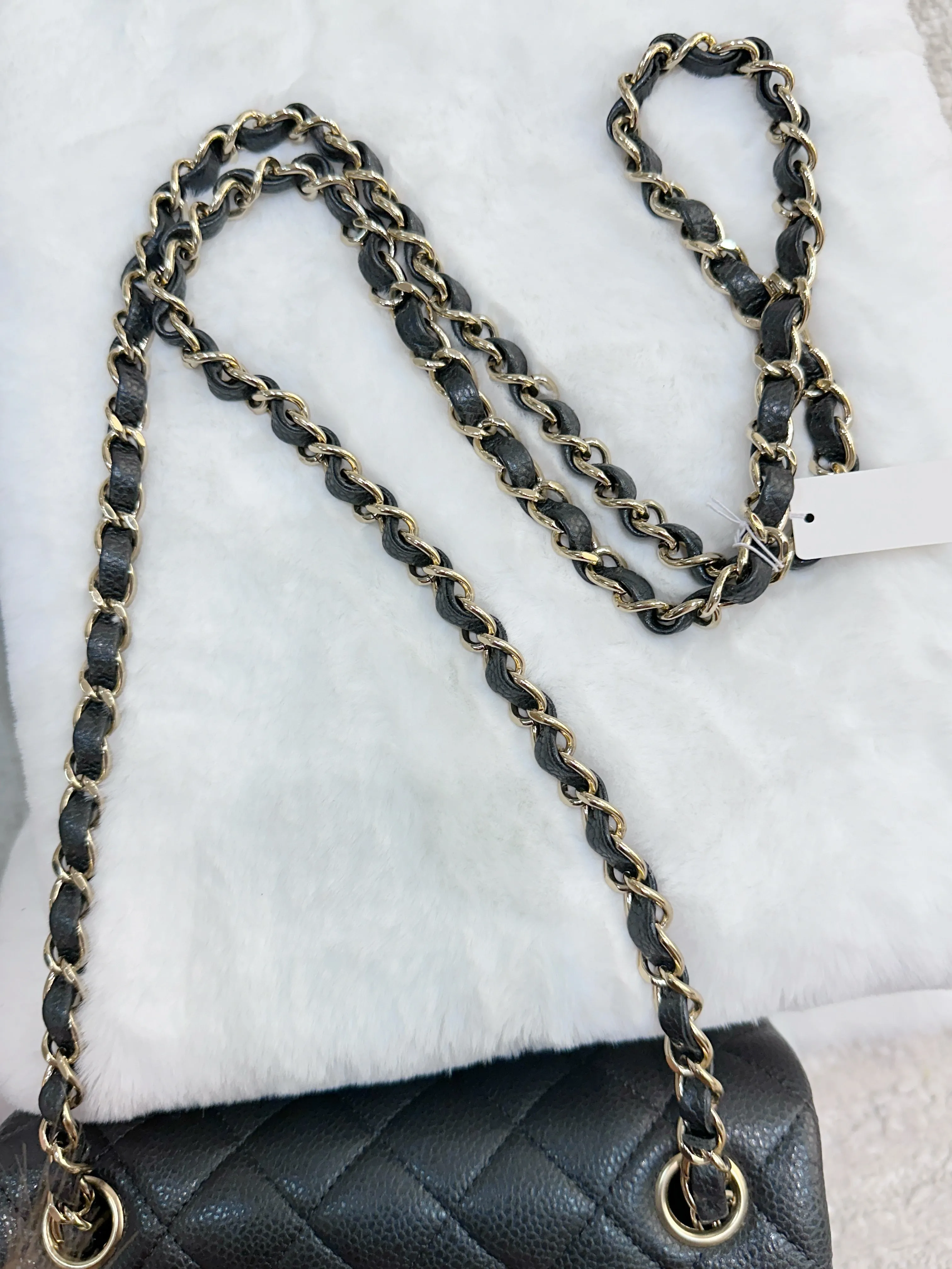 Chanel Classic Mini Rectangular 18S Dark Gray/Grey Quilted Caviar light gold hardware