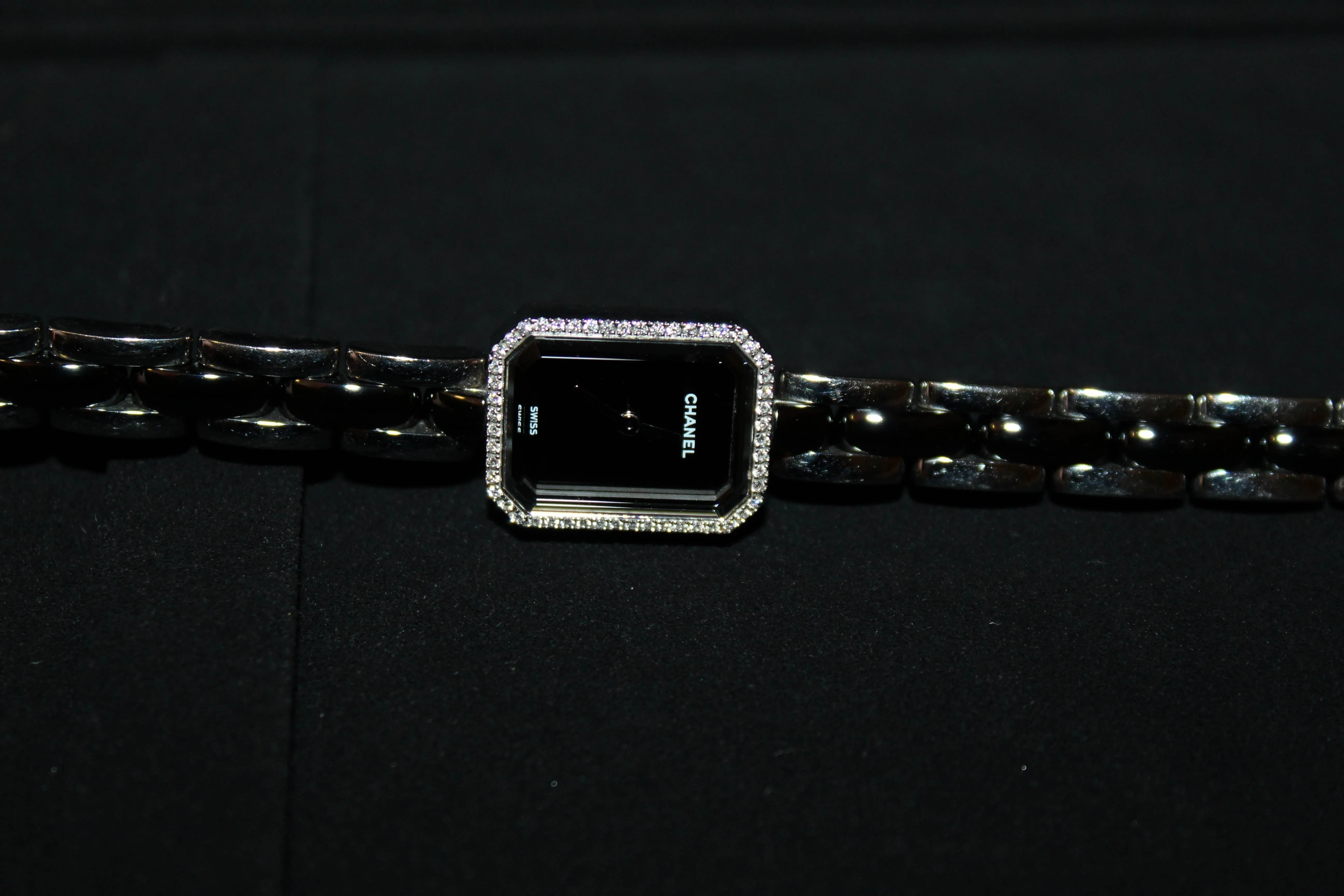 Chanel  Triple Row Steel & Black Ceramic with Diamonds Premie're Mini Watch