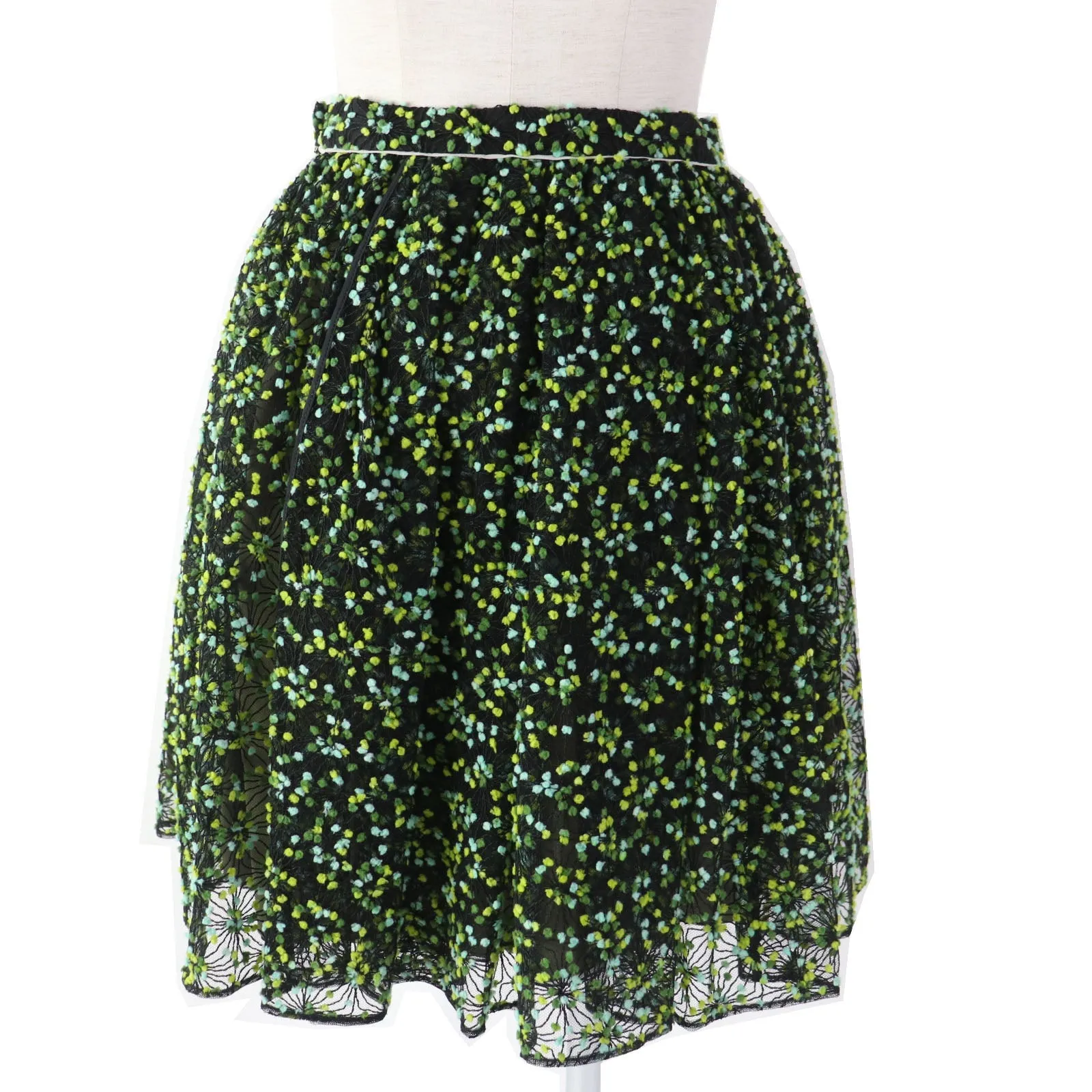 FENDI flare skirt FQ6560 Nylon Black green 36