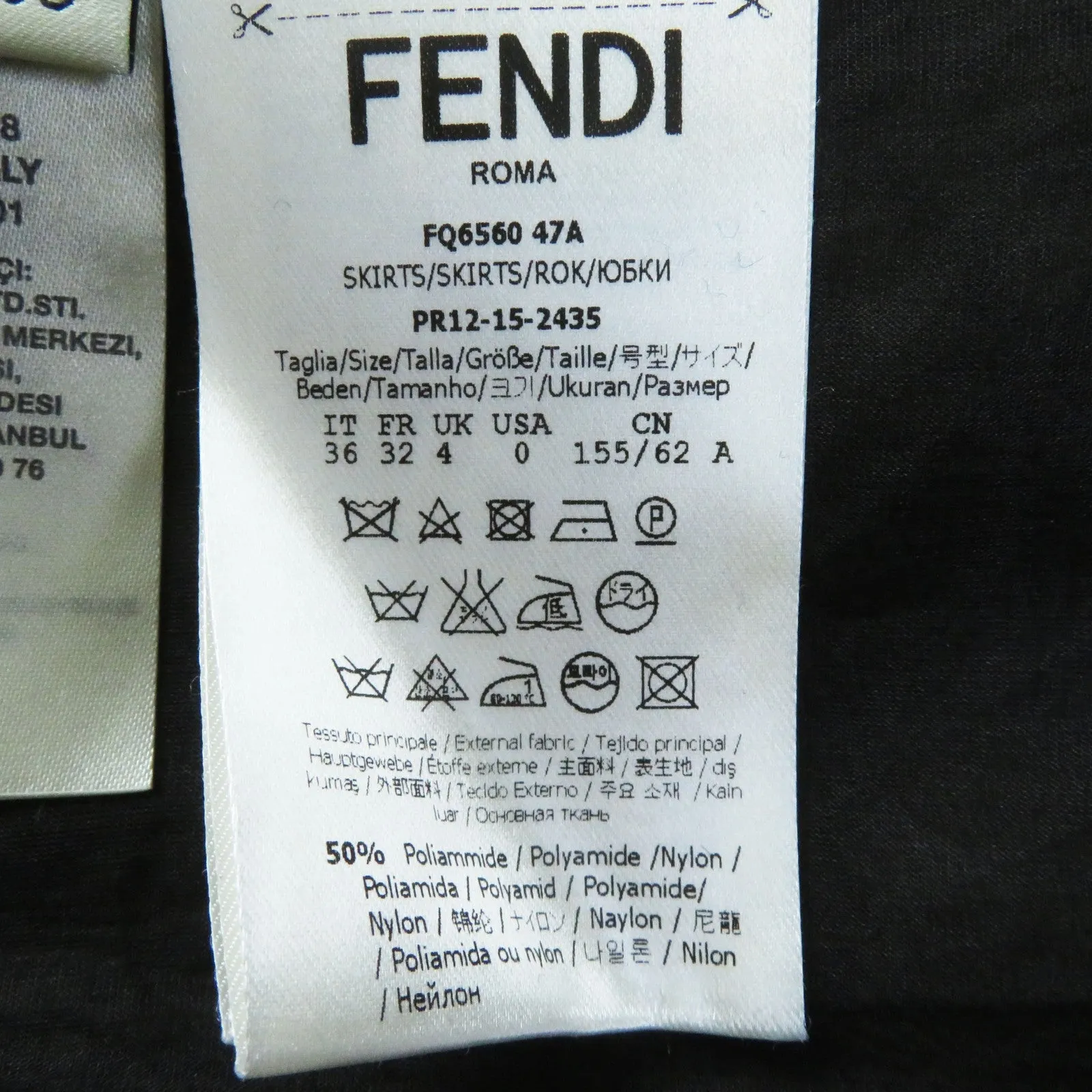 FENDI flare skirt FQ6560 Nylon Black green 36