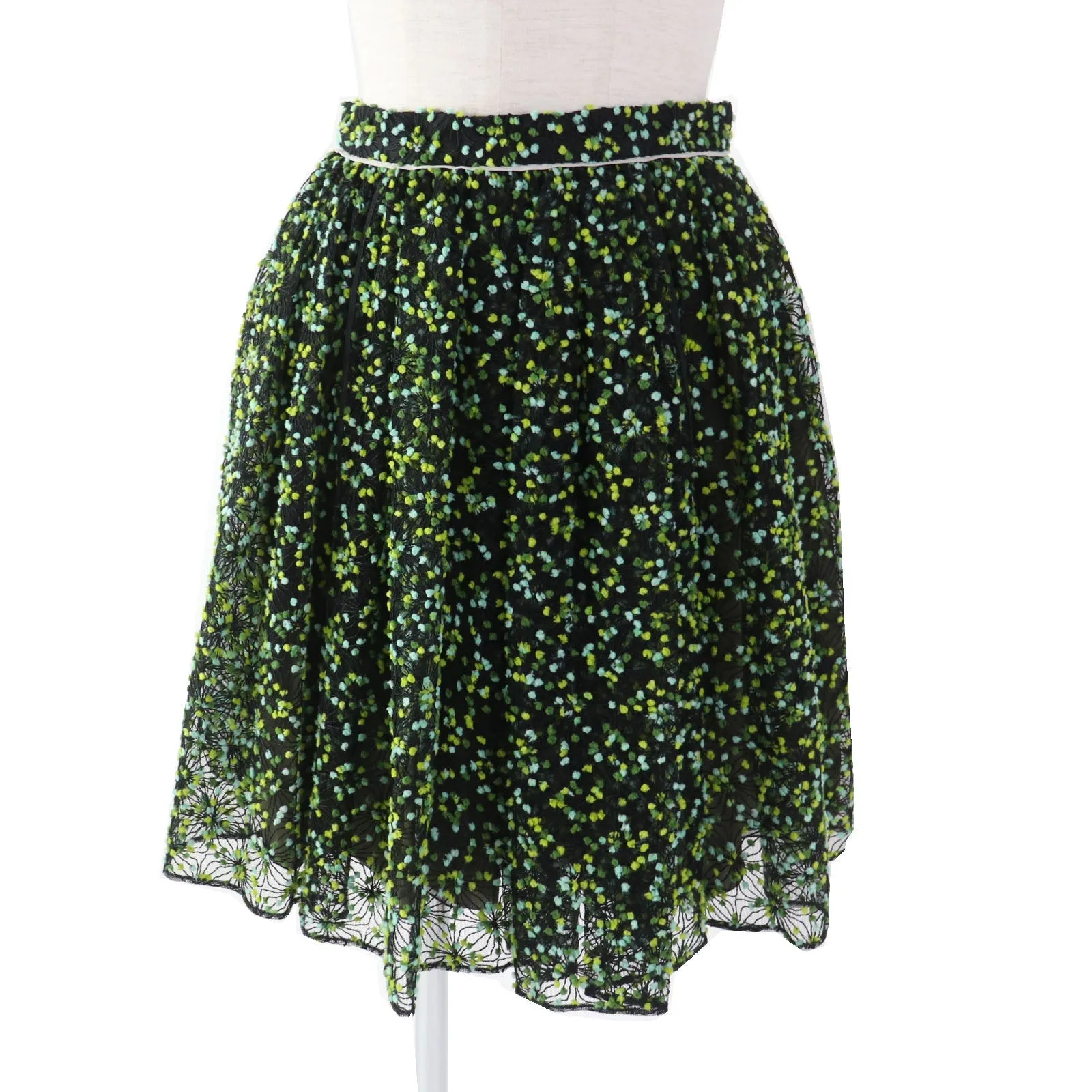 FENDI flare skirt FQ6560 Nylon Black green 36
