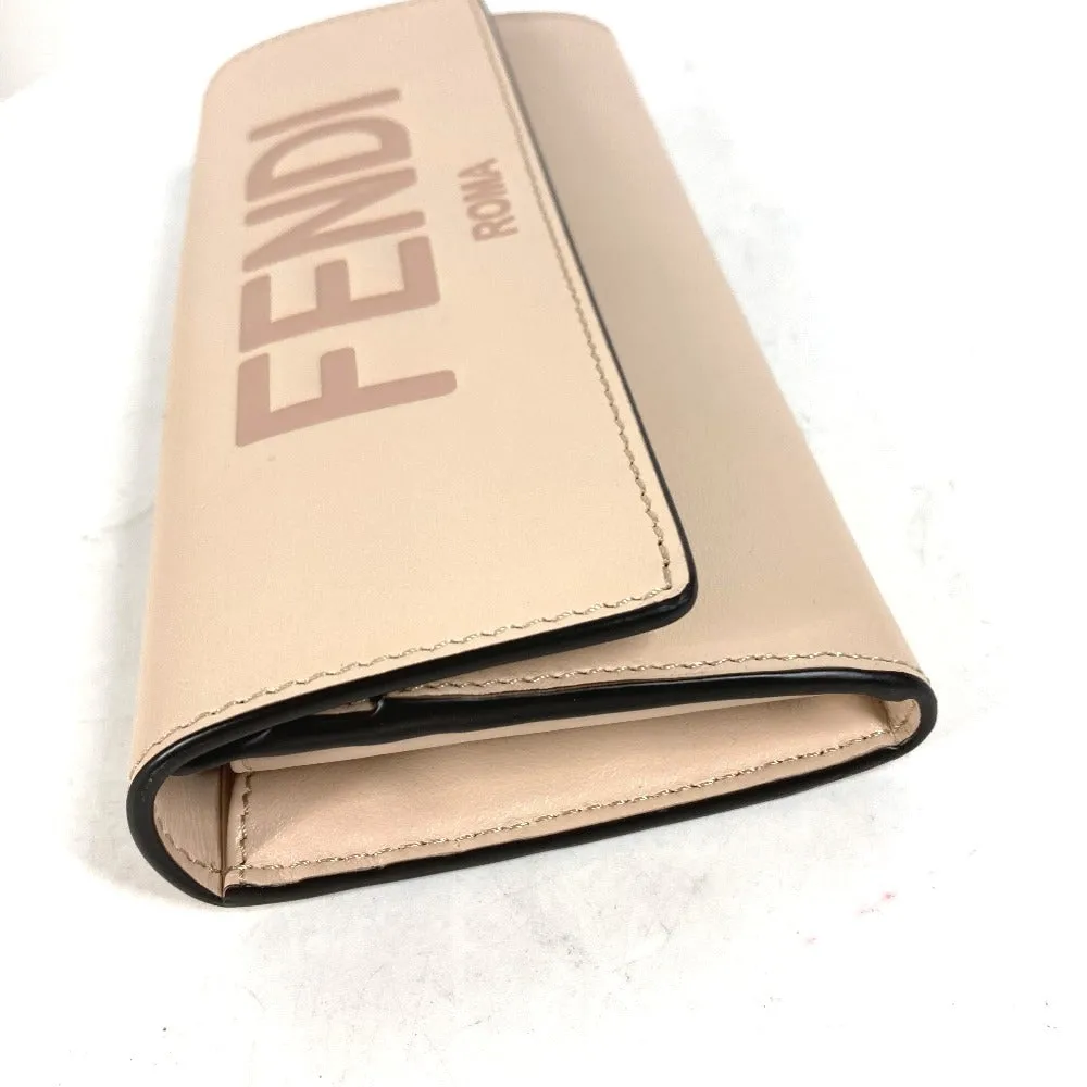 FENDI Long Wallet Purse 8M0251 leather beige Long wallet logo Women Used