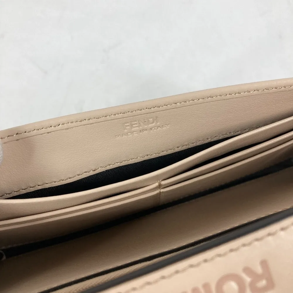 FENDI Long Wallet Purse 8M0251 leather beige Long wallet logo Women Used