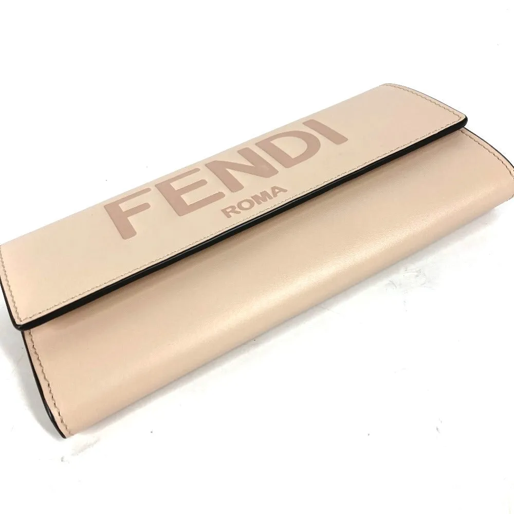 FENDI Long Wallet Purse 8M0251 leather beige Long wallet logo Women Used