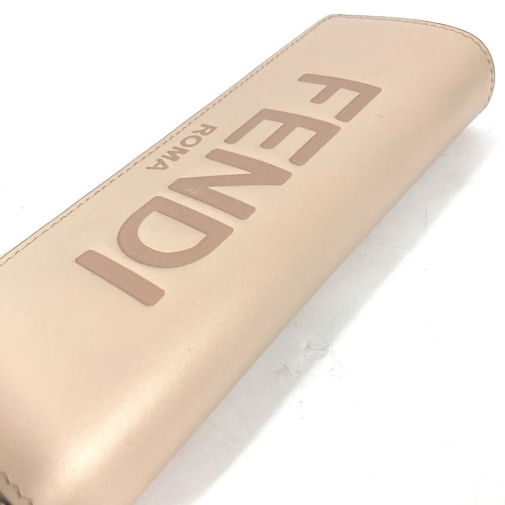 FENDI Long Wallet Purse 8M0251 leather beige Long wallet logo Women Used