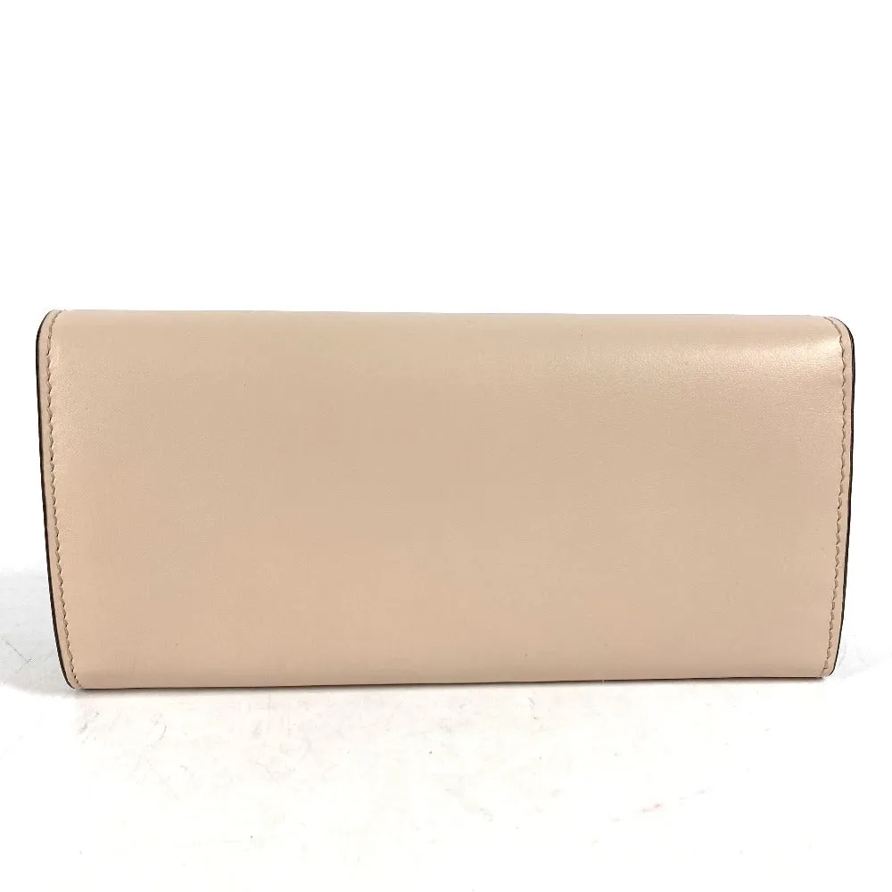 FENDI Long Wallet Purse 8M0251 leather beige Long wallet logo Women Used
