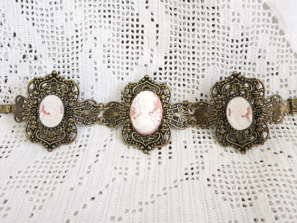 Gorgeous Pink Cameo Bracelet