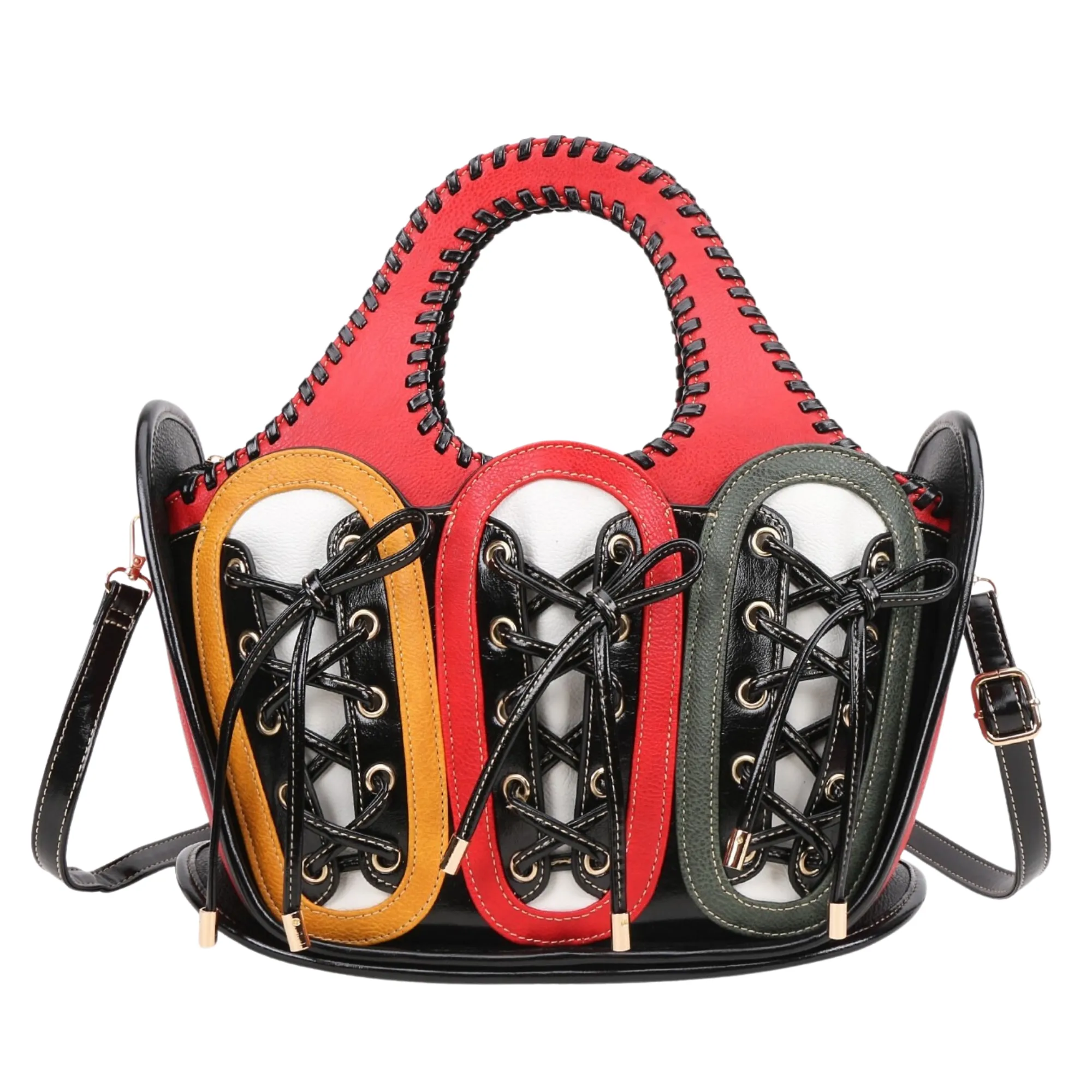 Vegan Leather Lace Bucket Bag