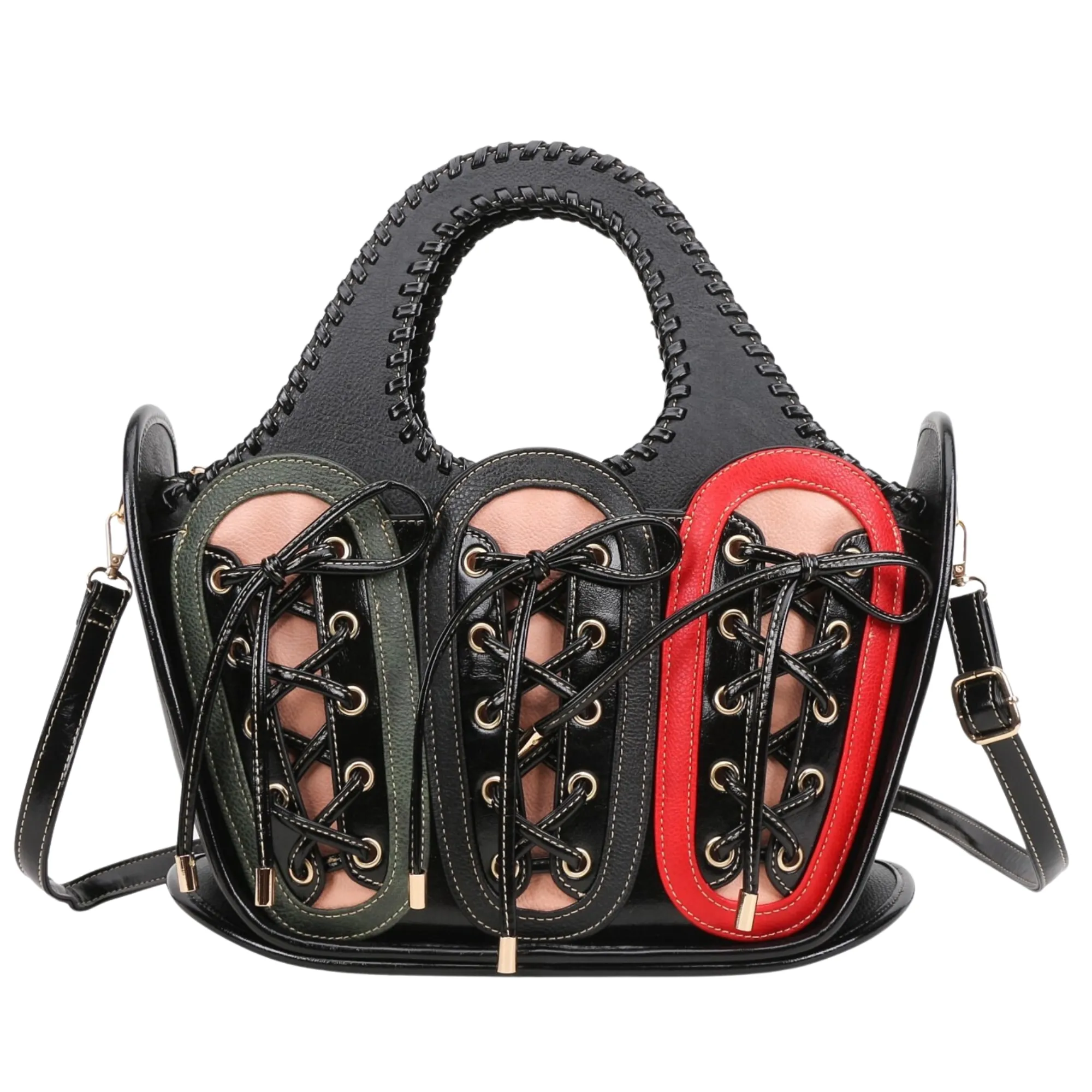 Vegan Leather Lace Bucket Bag
